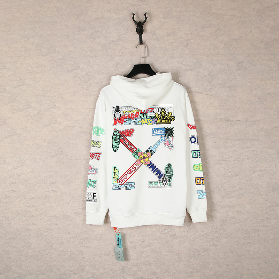 Trendy Hoodie: Black and White Style, Iconic Arrow Pattern, Street Attitude - 图片 6