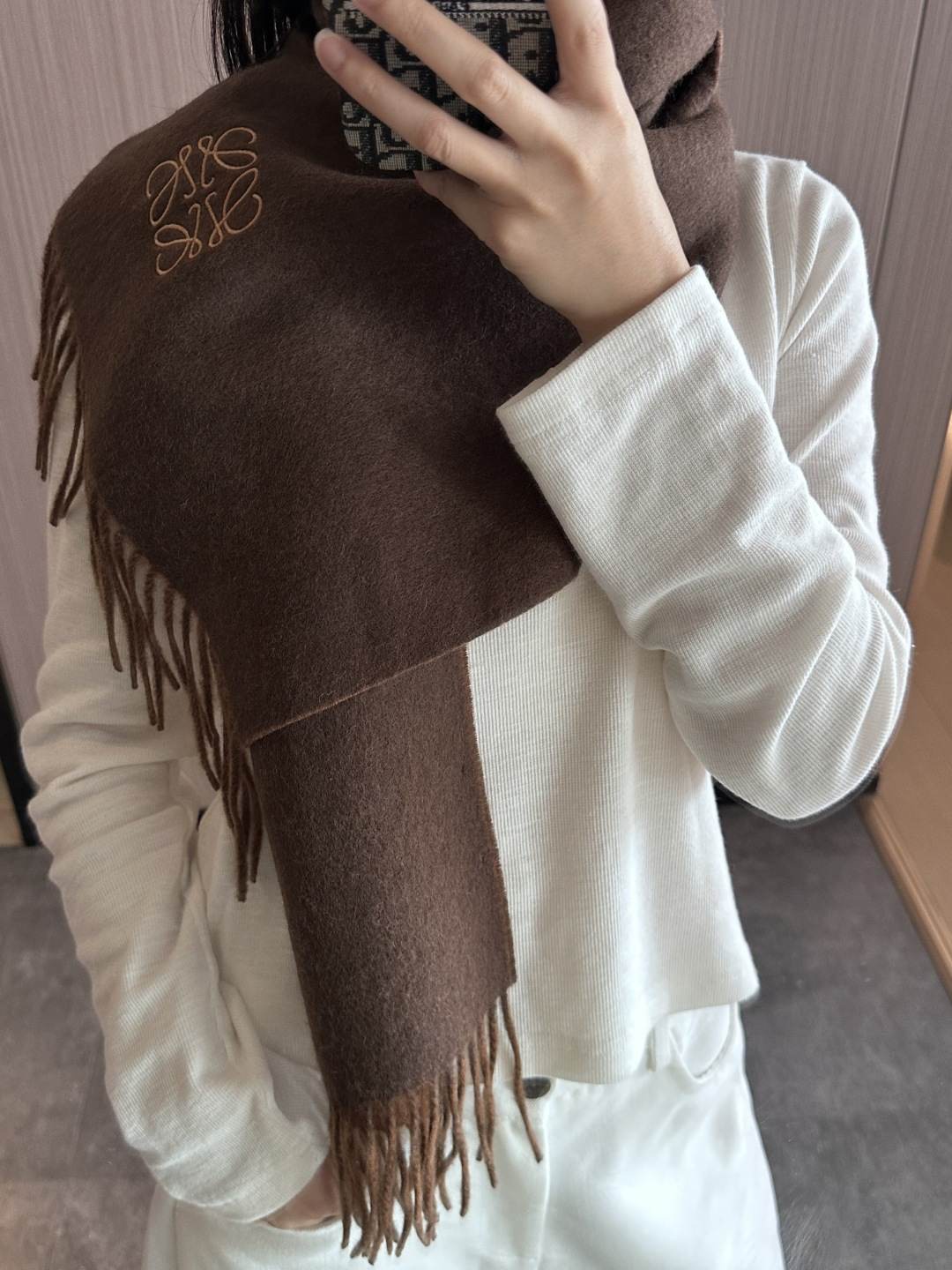 【▪Loewe · 罗意威难得一见的温柔配色，低调又不失优雅❗】重点推荐❗双面配色，一条围巾两种风格搭配