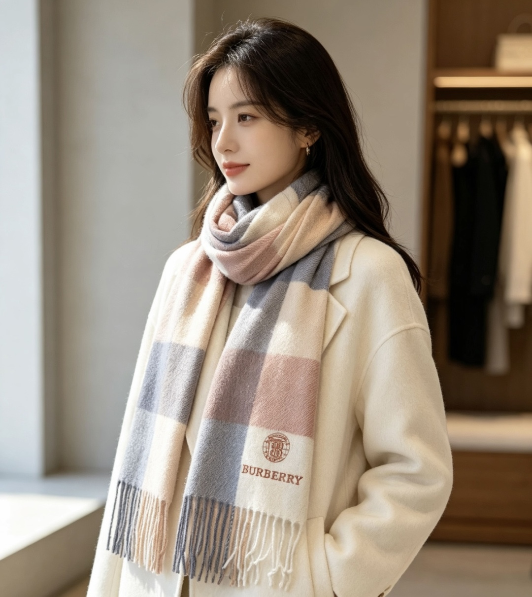 Burberry · 巴宝莉格子围巾❗️好看的要疯掉了，太有型太有魅力了❗️❗️非常斯文时尚的秋冬单品！真的很喜欢，非常