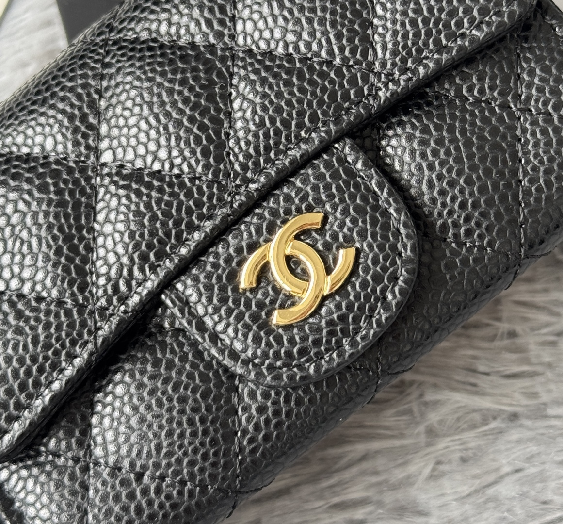 🆕CHANEL羊皮/鱼子酱，大小球纹 经典系列  黑色 /金色 银色 五金 独家实拍    经典cf小卡