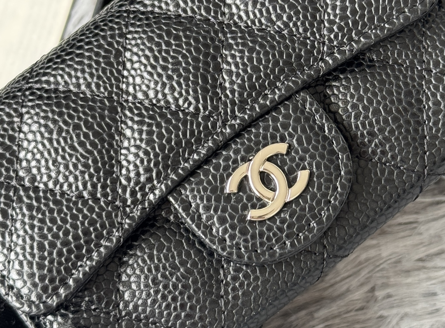 🆕CHANEL羊皮/鱼子酱，大小球纹 经典系列  黑色 /金色 银色 五金 独家实拍    经典cf小卡
