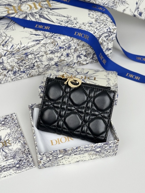 Dior Caro Dahlia Wallet - Lambskin Leather with Cannage Stitching 1 Dior Caro Dahlia Wallet - Lambskin Leather with Cannage Stitching