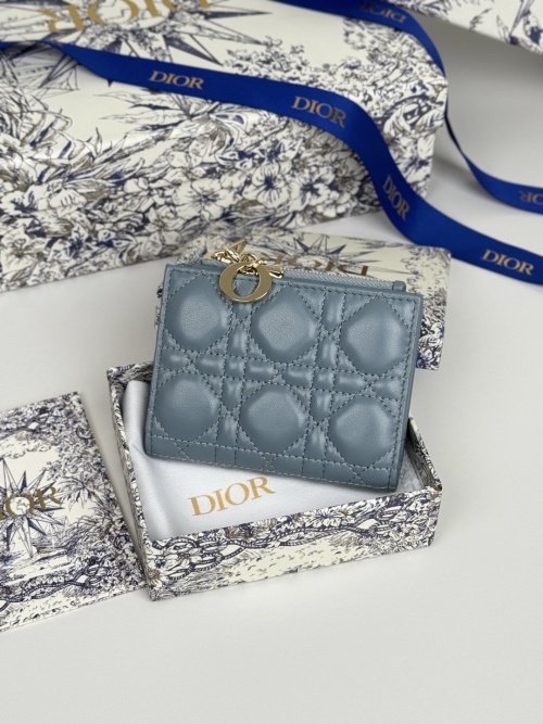 Dior Caro Dahlia Wallet in Lambskin with Cannage Stitching & CD Charm 1 Dior Caro Dahlia Wallet in Lambskin with Cannage Stitching & CD Charm