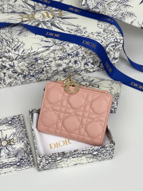 Dior Caro Dahlia Wallet in Lambskin with Cannage Stitching & CD Signature 1 Dior Caro Dahlia Wallet in Lambskin with Cannage Stitching & CD Signature