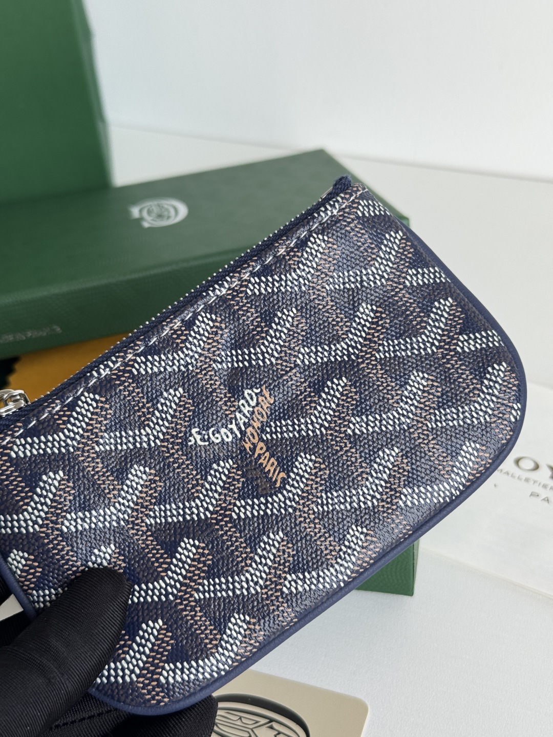 Goyard Sénat Nano Key Pouch Cardholder, 9 cm x 1 cm x 13 cm, Navy Blue 7 cmp i1749210650949 7790 0 5