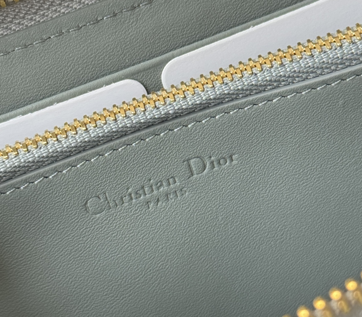Dior 长款拉链钱包 提花布 Dior Oblique 搭配深蓝色头层牛皮 容量大双隔层