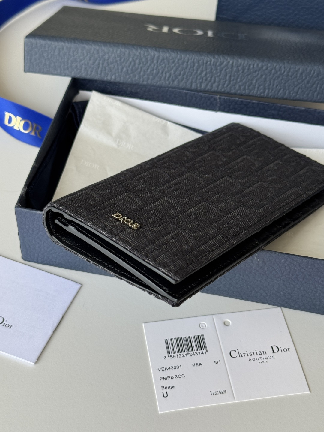 Dior 米色和黑色 Oblique 印花面料