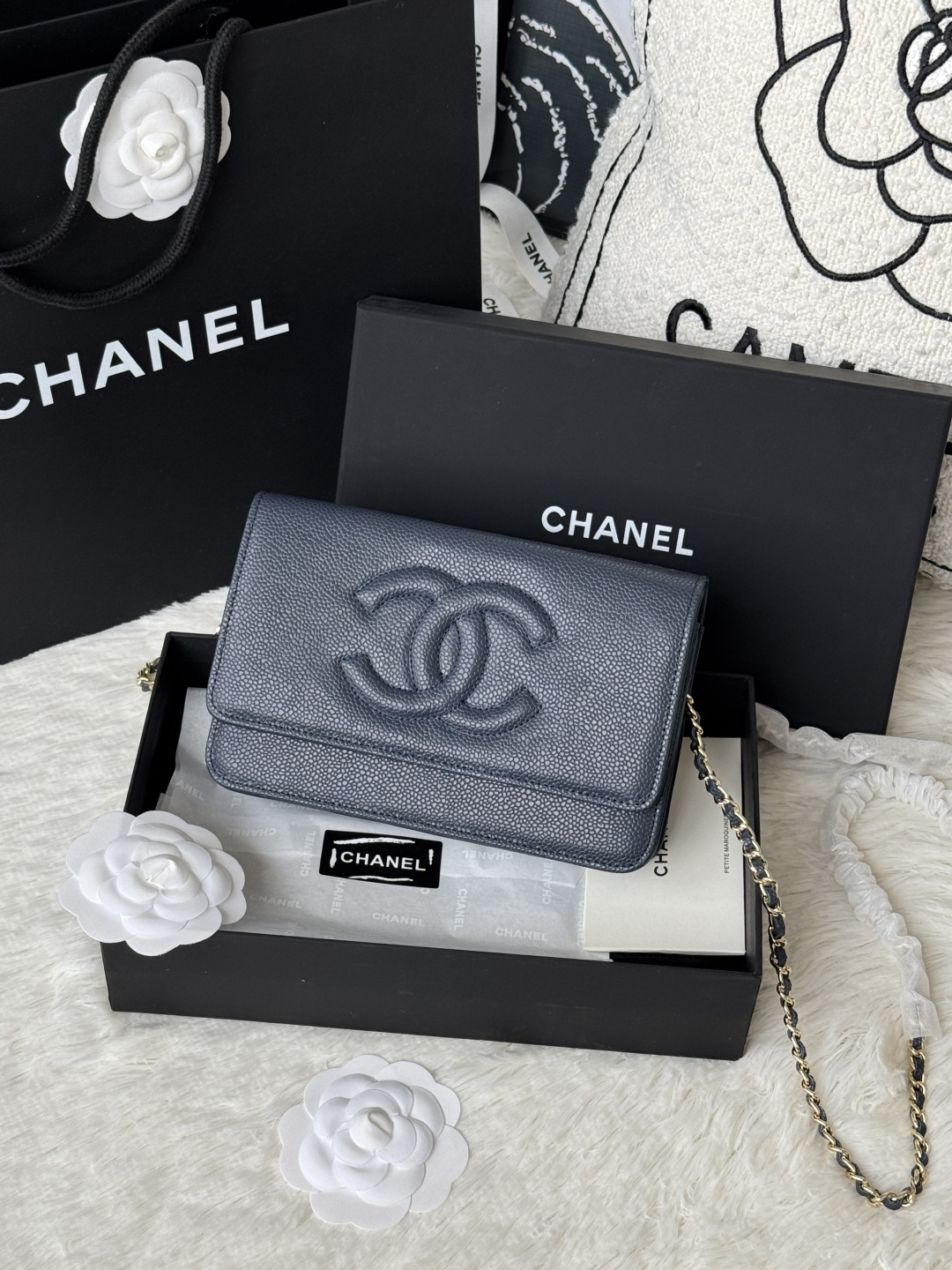 Chanel 新品woc 小挎包 拼鱼子酱拼平纹牛皮小香 woc小包