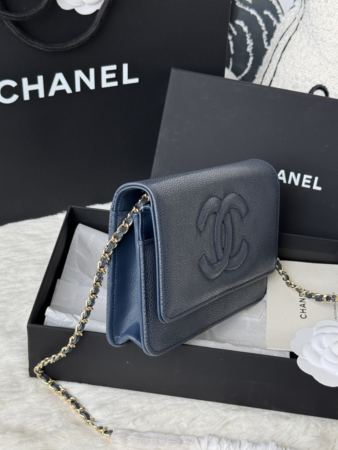 Chanel 新品woc 小挎包 拼鱼子酱拼平纹牛皮小香 woc小包
