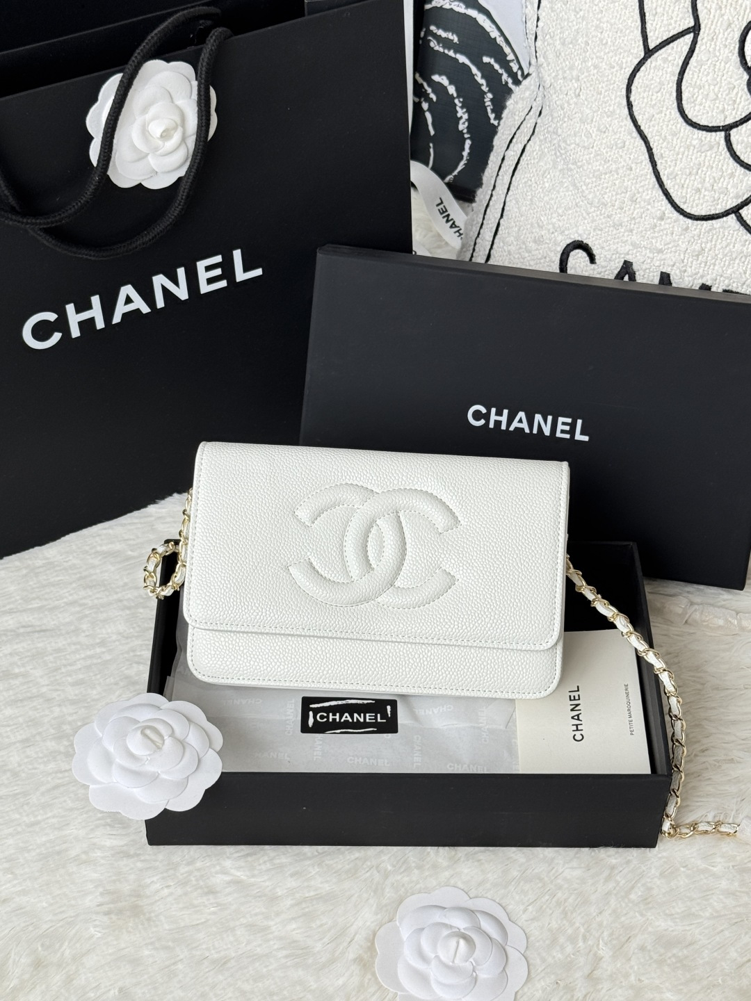 Chanel 新品woc 小挎包 拼鱼子酱拼平纹牛皮小香 woc小包