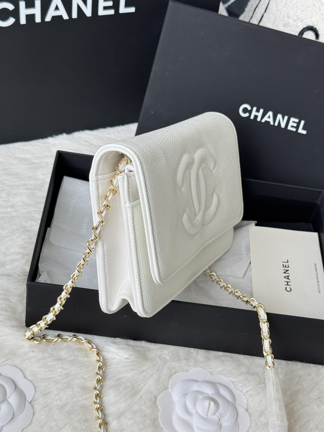 Chanel 新品woc 小挎包 拼鱼子酱拼平纹牛皮小香 woc小包