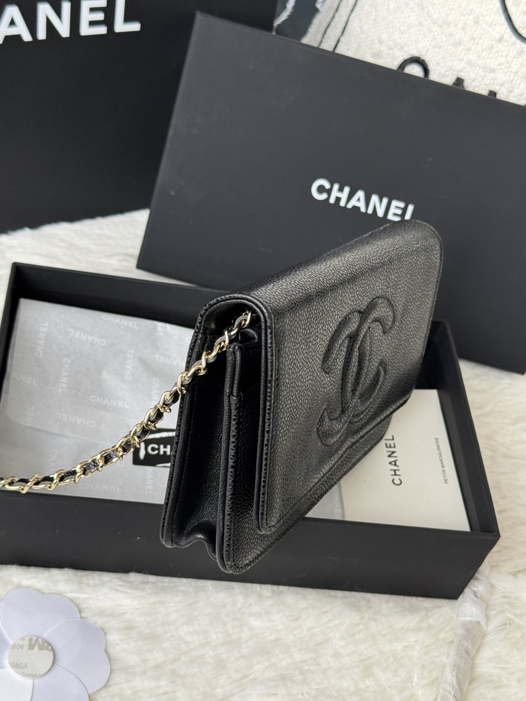 Chanel 新品woc 小挎包 拼鱼子酱拼平纹牛皮小香 woc小包