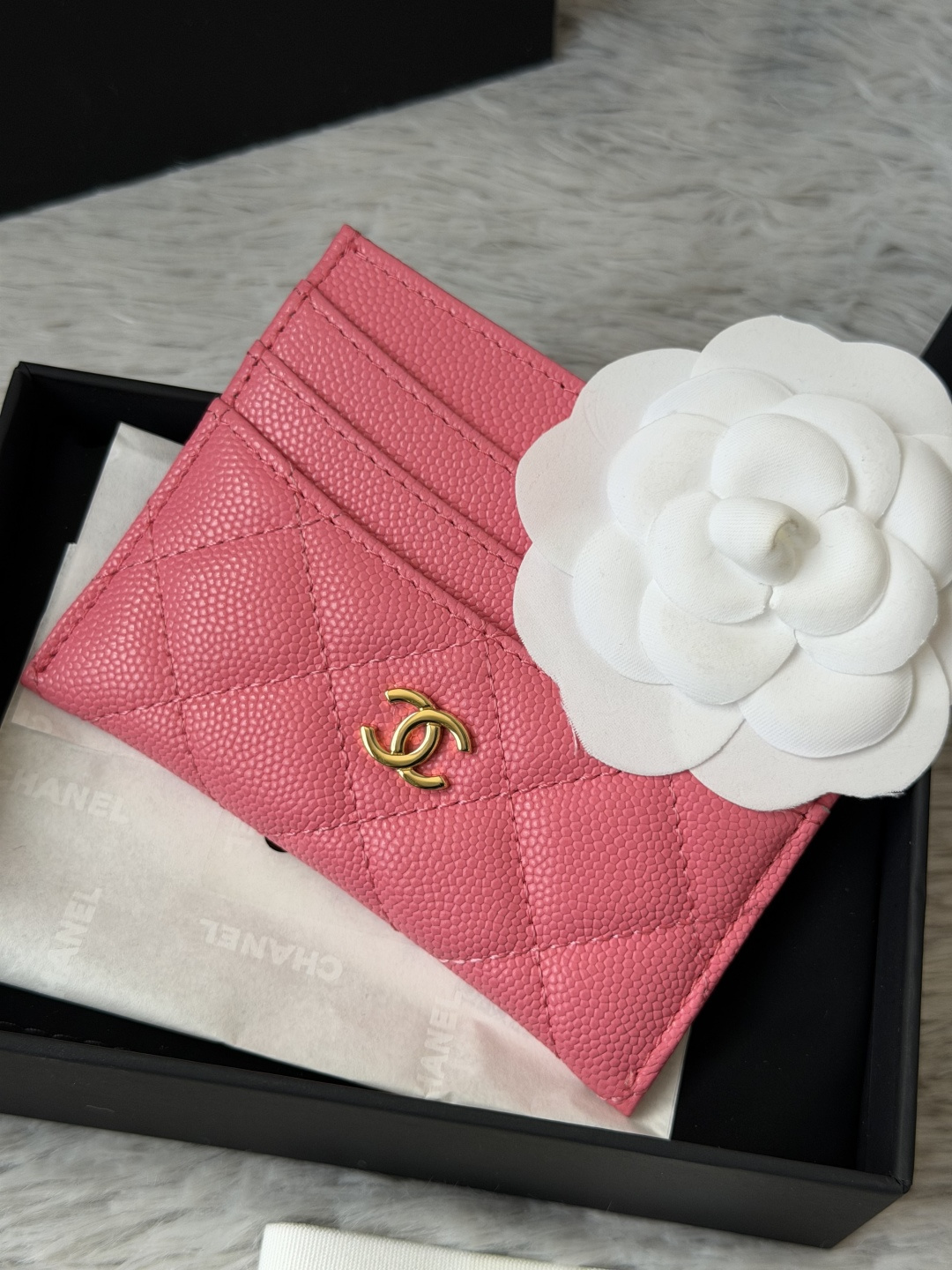 🌾 chanel 新品 卡片包鱼子酱牛皮七个卡位 可放零钱 进口意大利鱼子酱牛皮制作+五金logo 太美