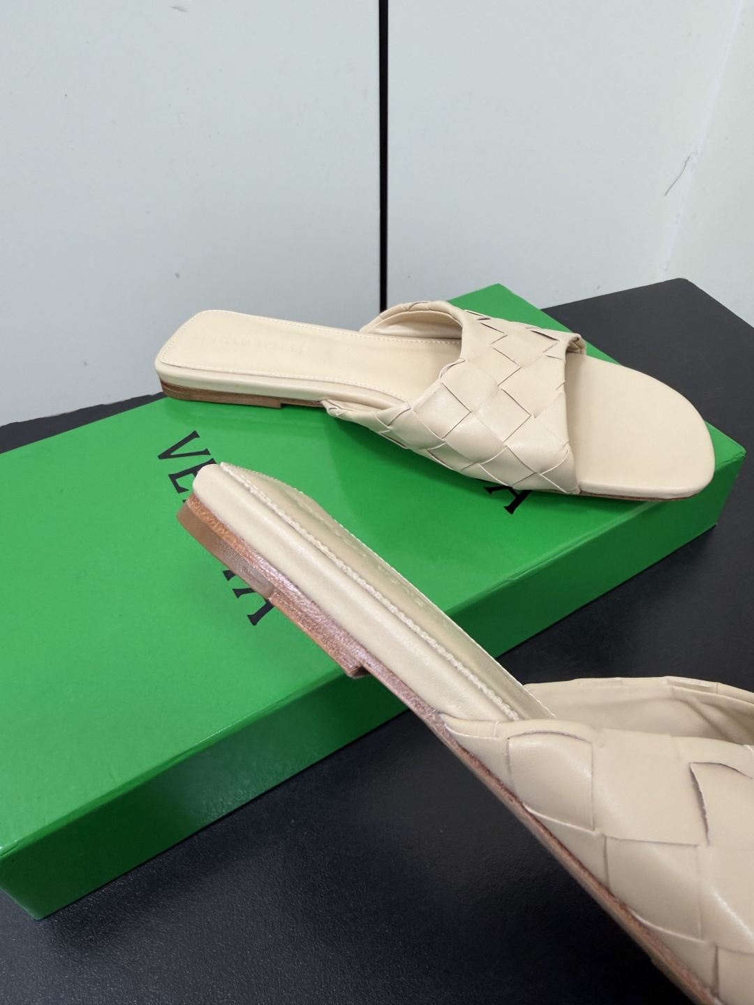 BOTTEGA VENETA Beige Livia Woven Mules