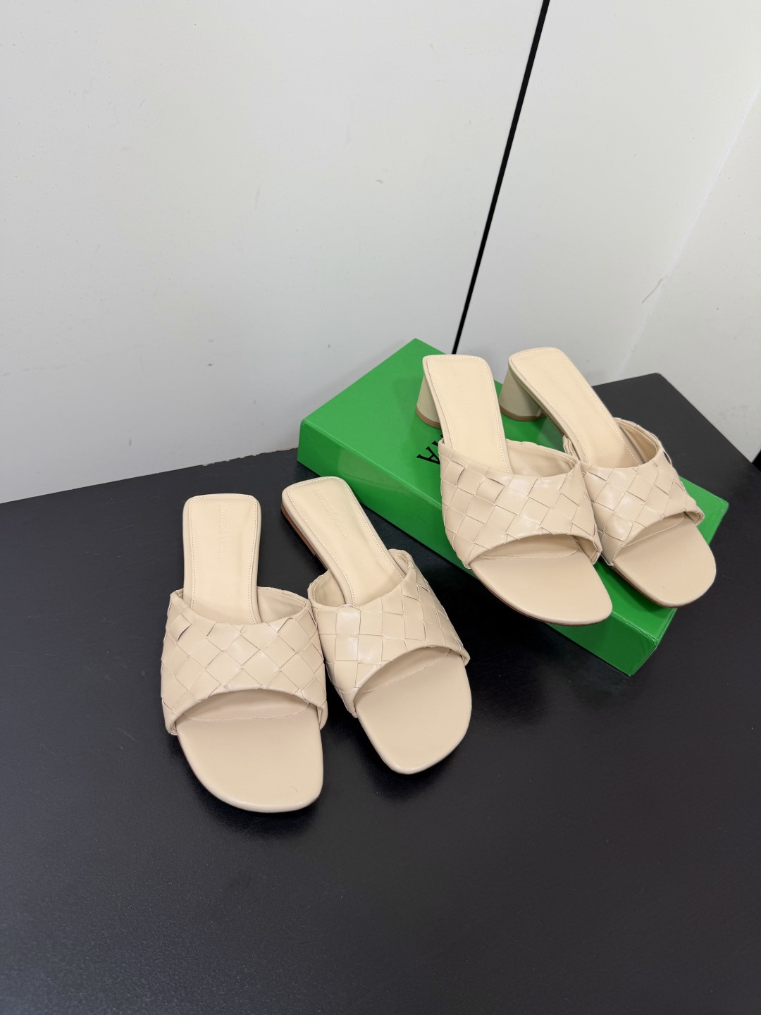 BOTTEGA VENETA Beige Livia Woven Mules