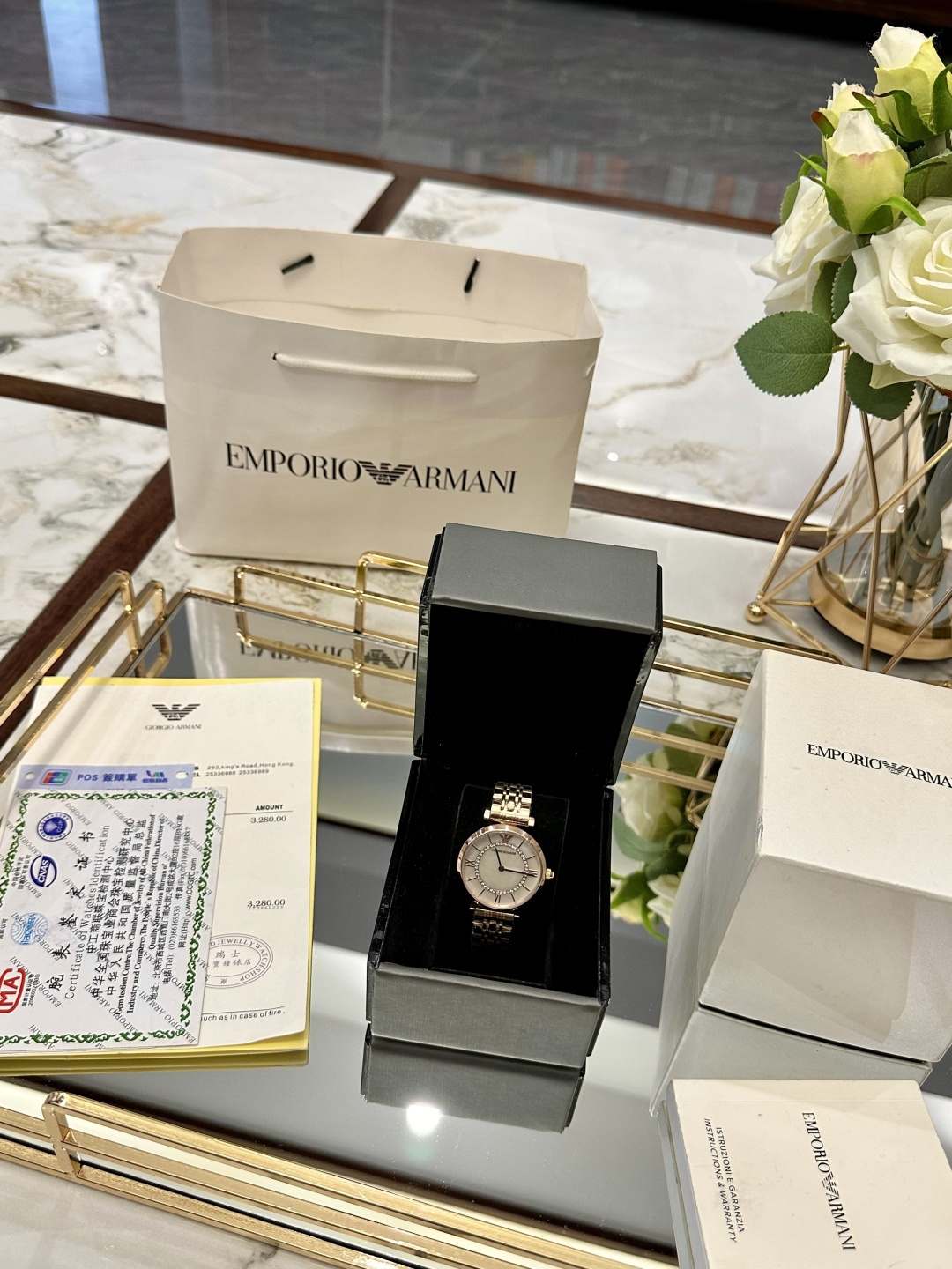 Emporio Armani Women's Rose Gold-Tone Stainless Steel Bracelet Watch, 33mm