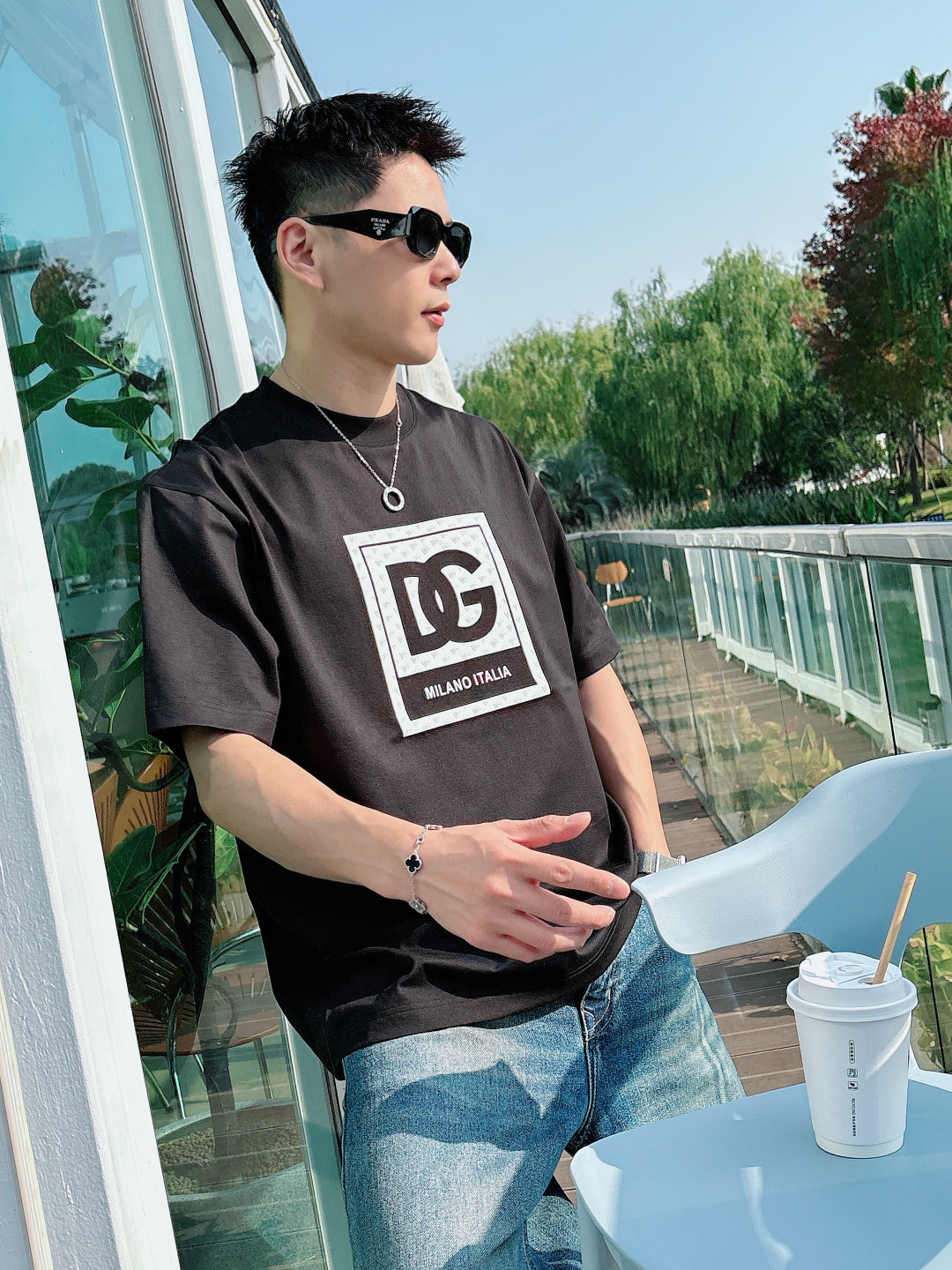 DG 2026春夏新款首发专柜最新款短袖圆领T恤 高端订制 设计前卫时尚！品牌logo重工艺设计 高端定