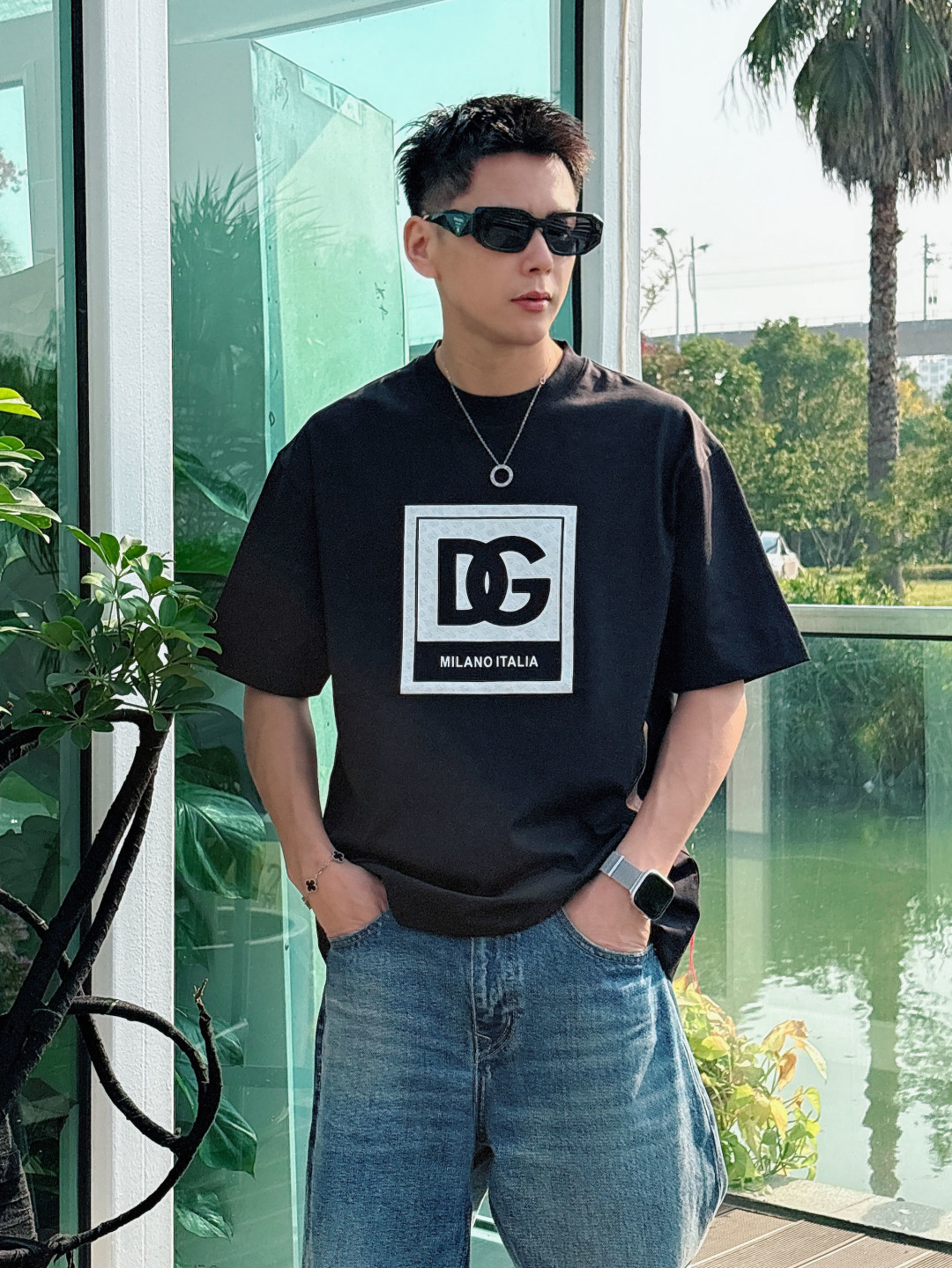 DG 2026春夏新款首发专柜最新款短袖圆领T恤 高端订制 设计前卫时尚！品牌logo重工艺设计 高端定