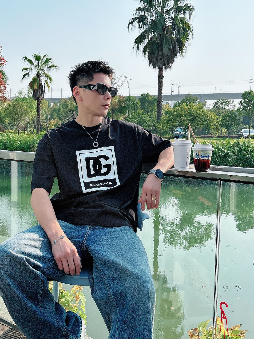 DG 2026春夏新款首发专柜最新款短袖圆领T恤 高端订制 设计前卫时尚！品牌logo重工艺设计 高端定