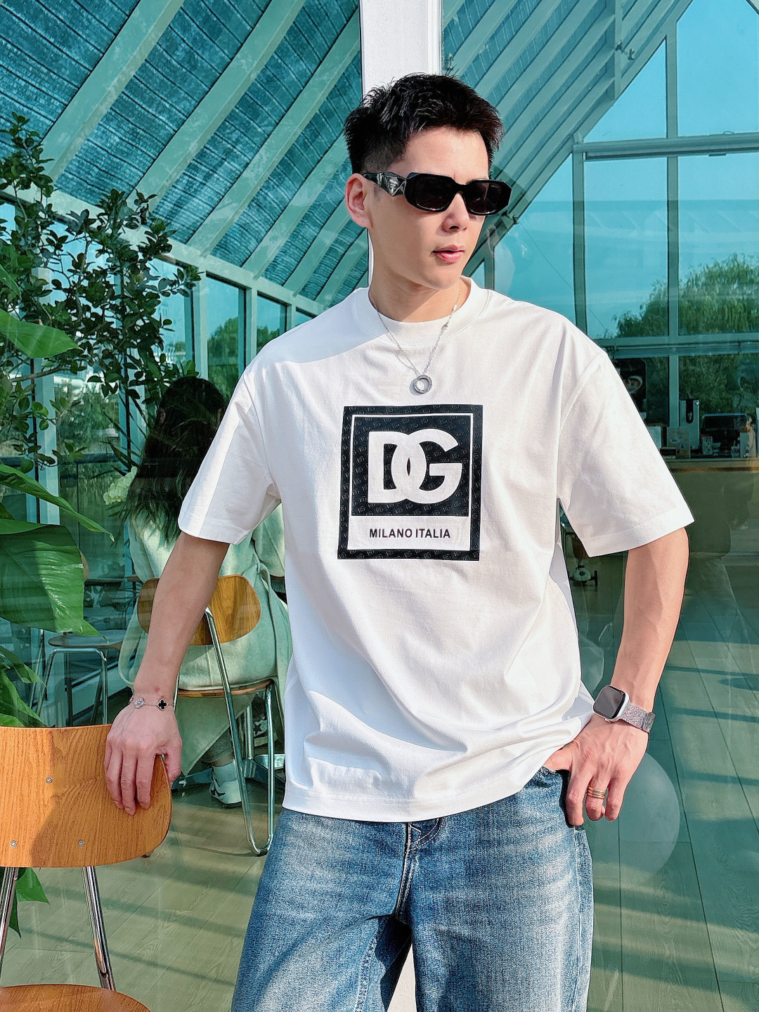 DG 2026春夏新款首发专柜最新款短袖圆领T恤 高端订制 设计前卫时尚！品牌logo重工艺设计 高端定