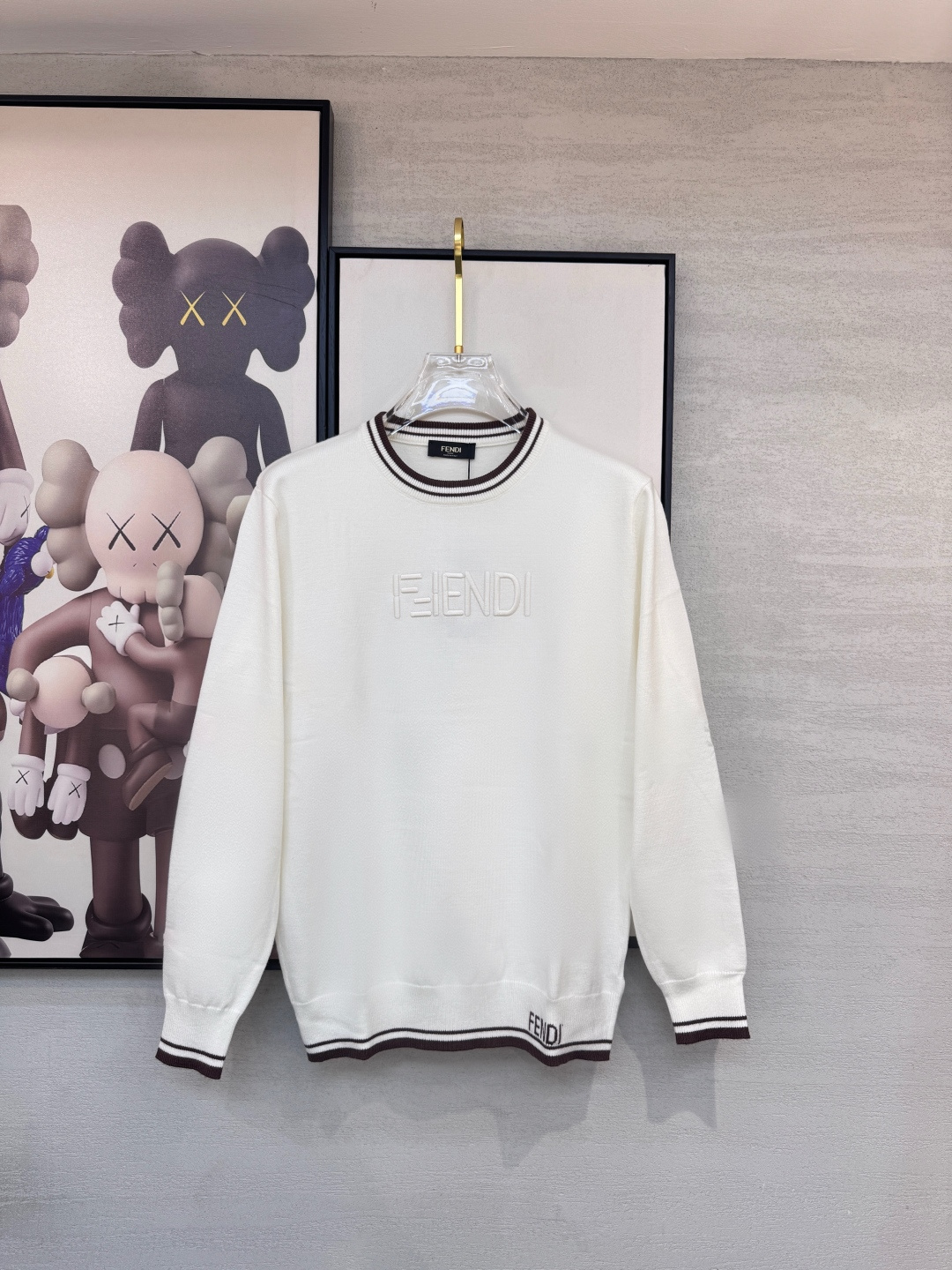 Fendi White Logo Crewneck Sweater