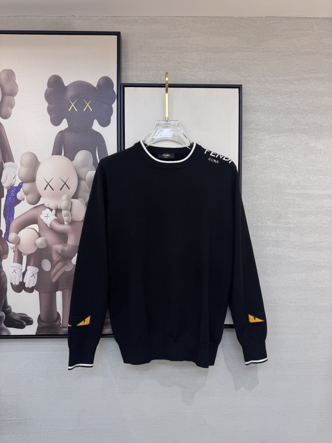 Fendi Black Logo Crewneck Sweater