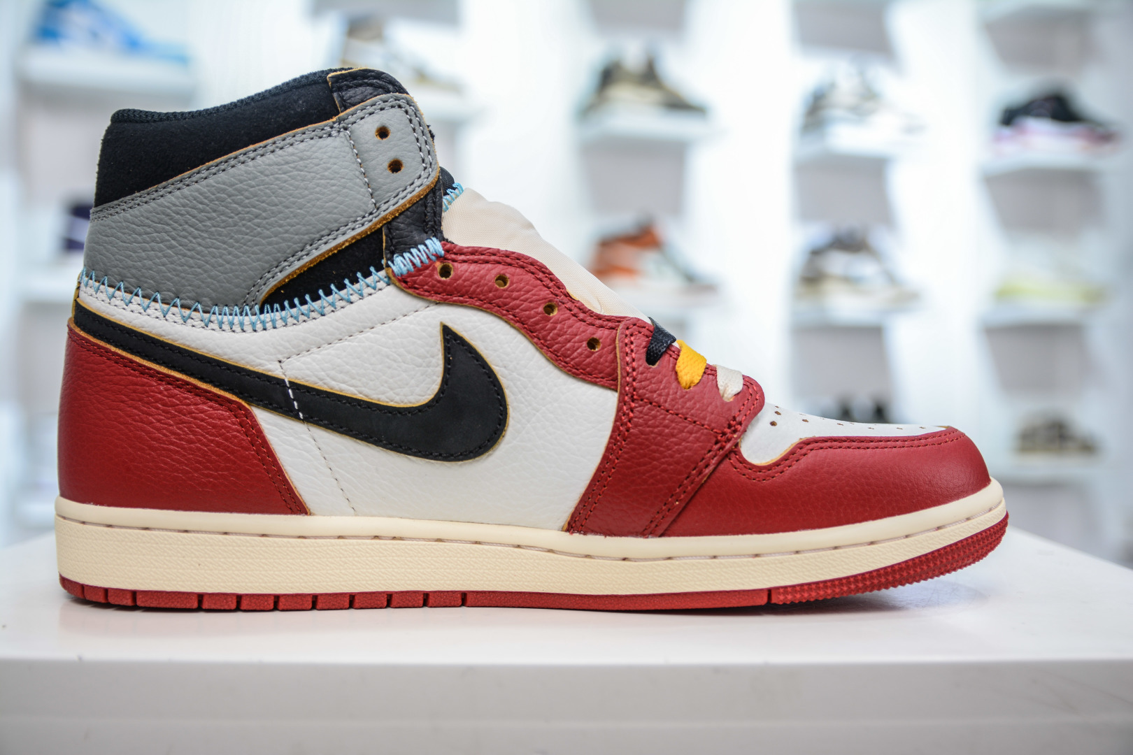 450  FK纯原 Union x Air Jordan AJ1 Retro High NRG 联名四色拼接灰白红  HV8563-600