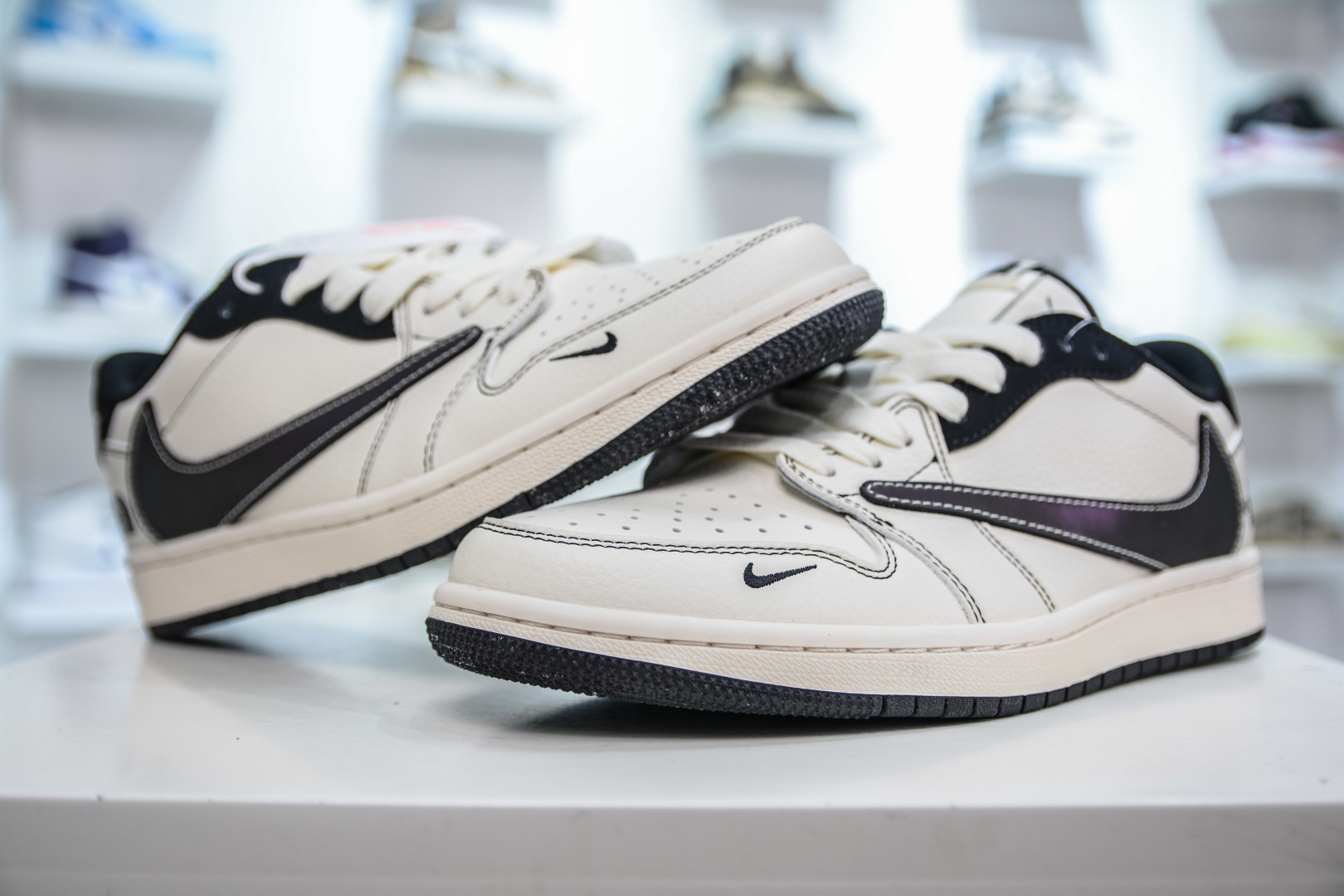 270   TS x Air Jordan 1 Retro Low x The North Face 北面联名- 白黑线紫勾  XS6089-500