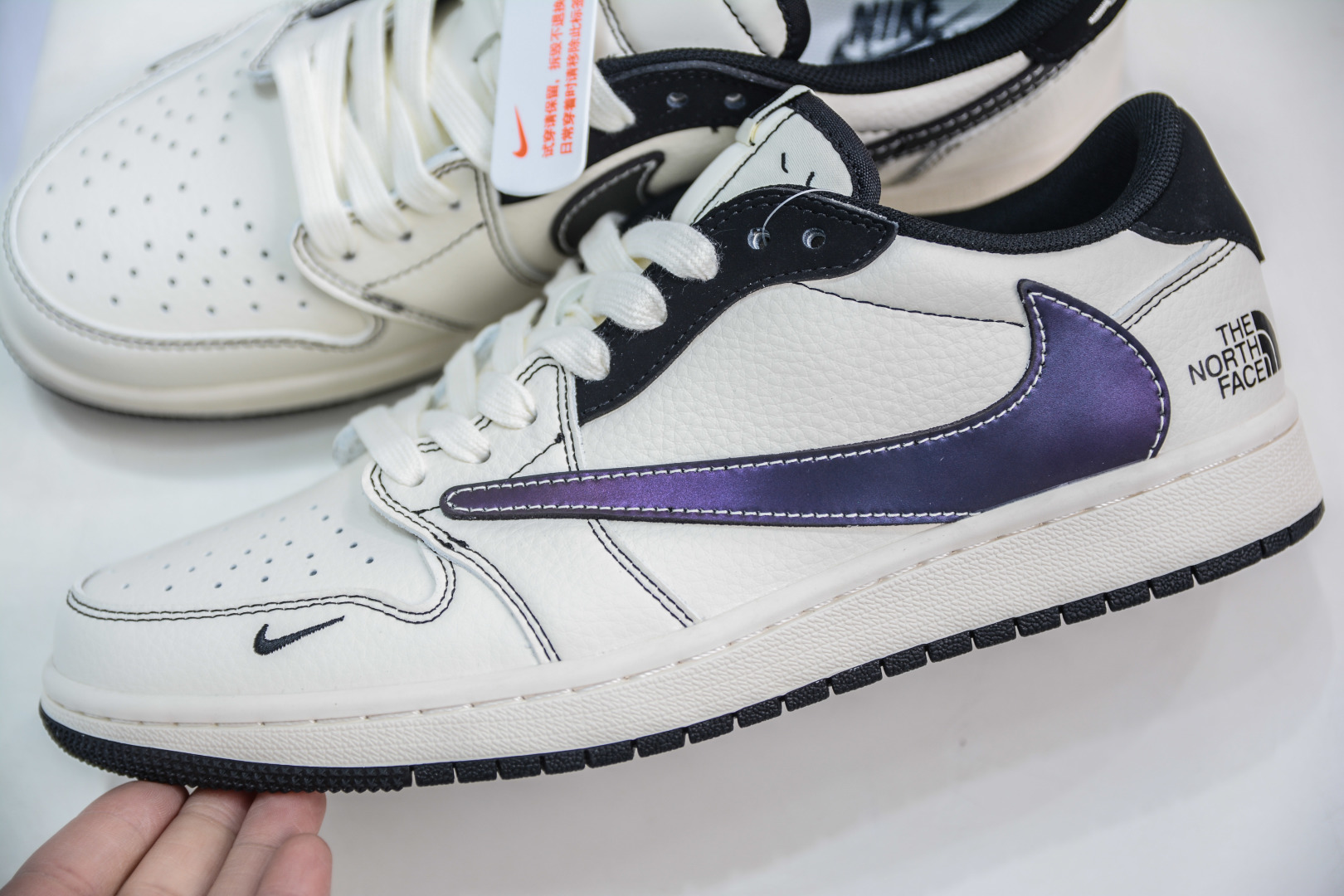 270   TS x Air Jordan 1 Retro Low x The North Face 北面联名- 白黑线紫勾  XS6089-500