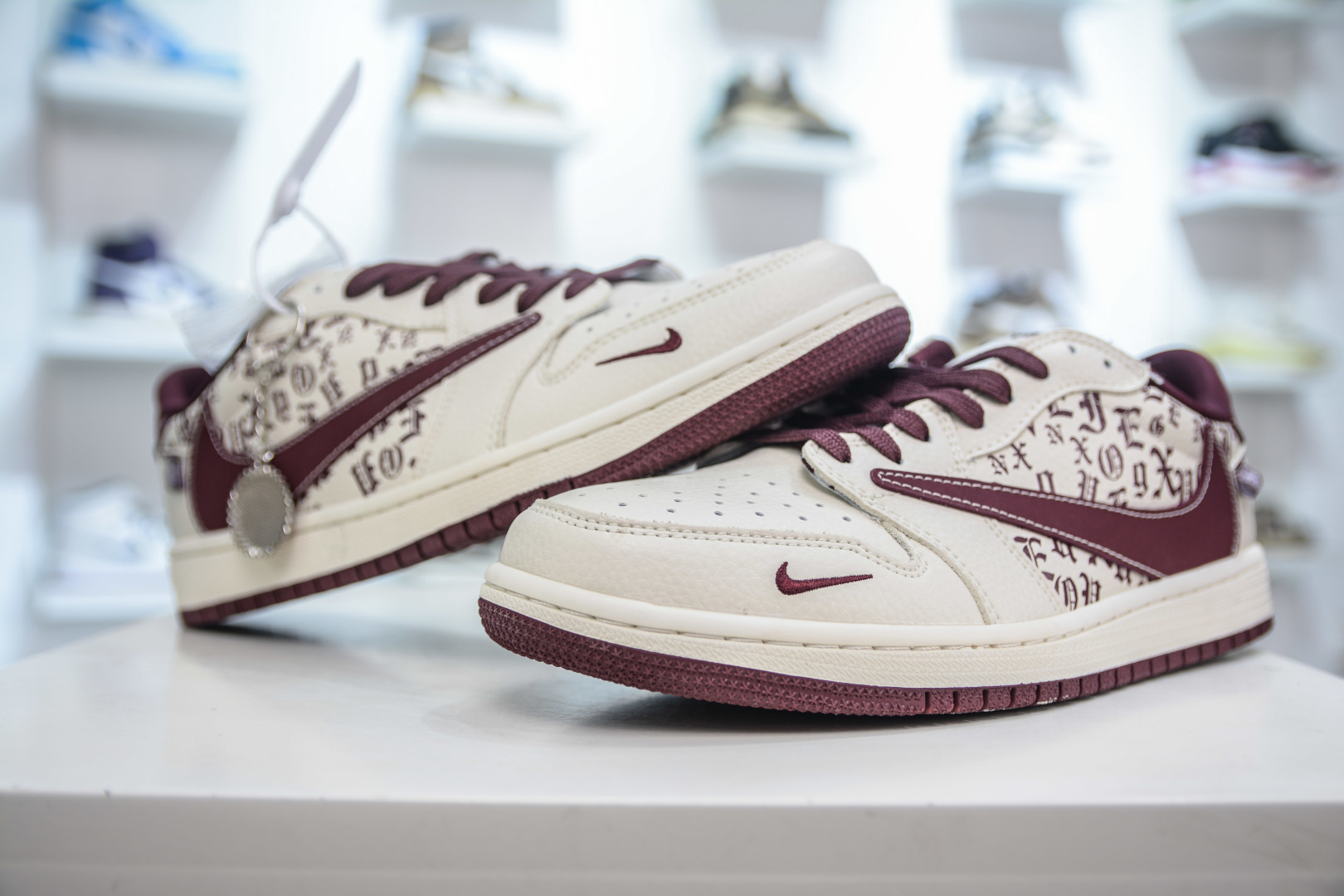 270 TS x Air Jordan x Chrome Hearts AJ1 Low 倒钩低帮联名克罗心-白酒红 LD2025-016