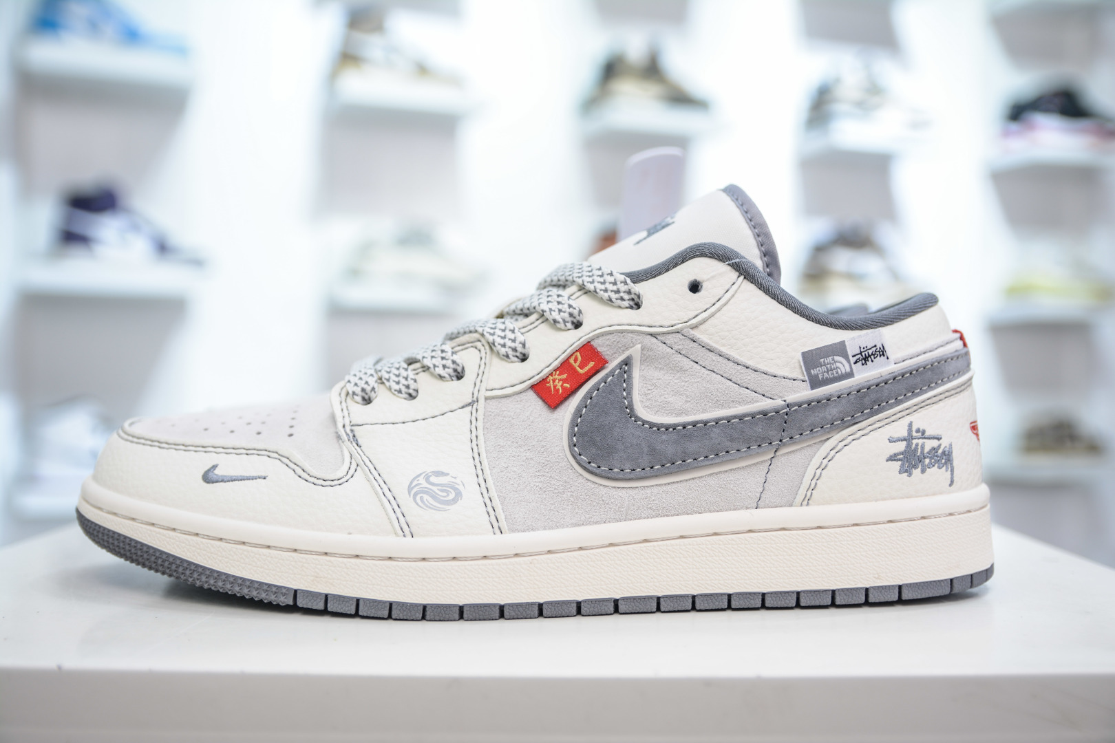 270 Air Jordan 1 Retro Low x The North Face x Stussy 蛇年限定北面斯图西联名-米白灰 YX5066-315