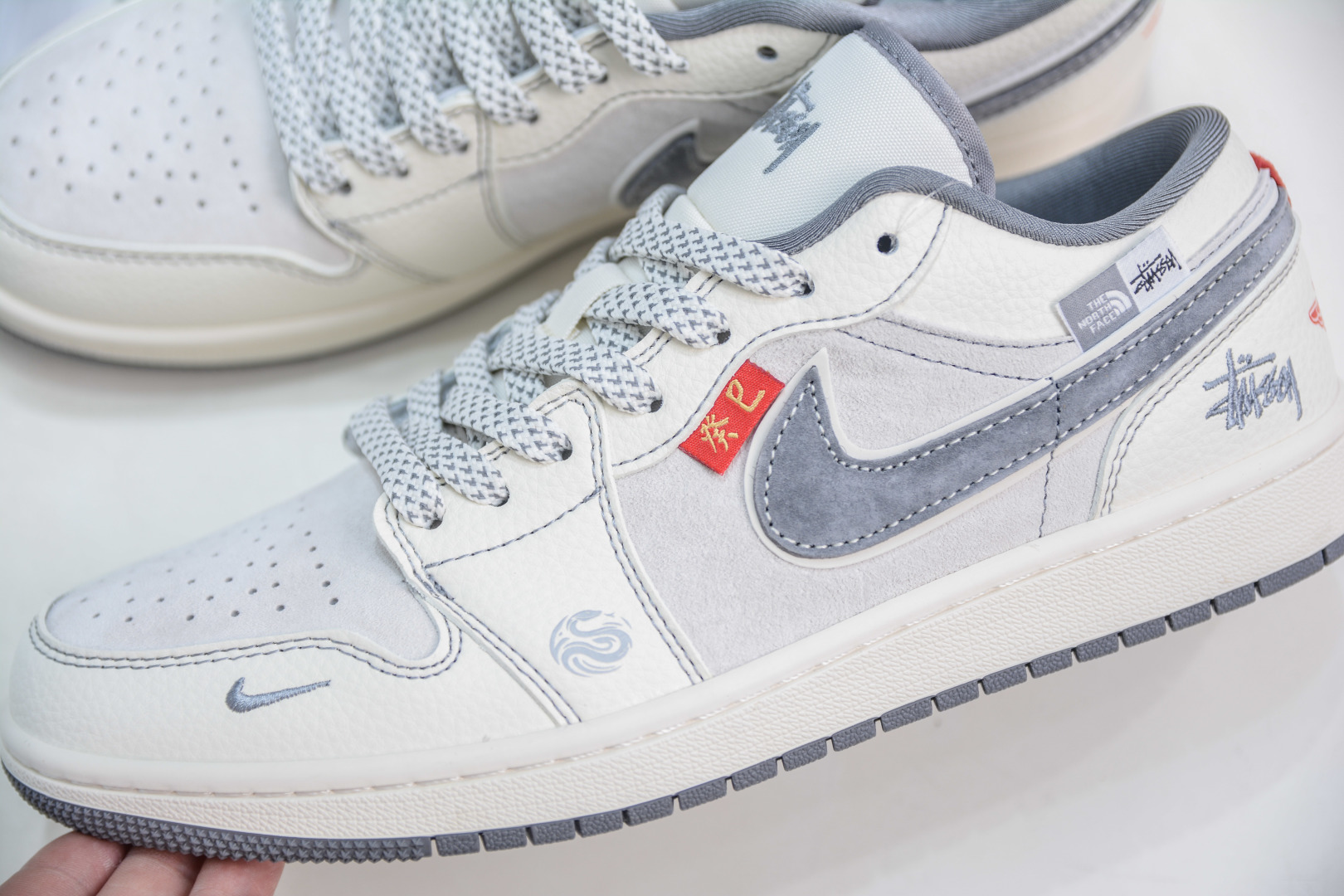 270 Air Jordan 1 Retro Low x The North Face x Stussy 蛇年限定北面斯图西联名-米白灰 YX5066-315