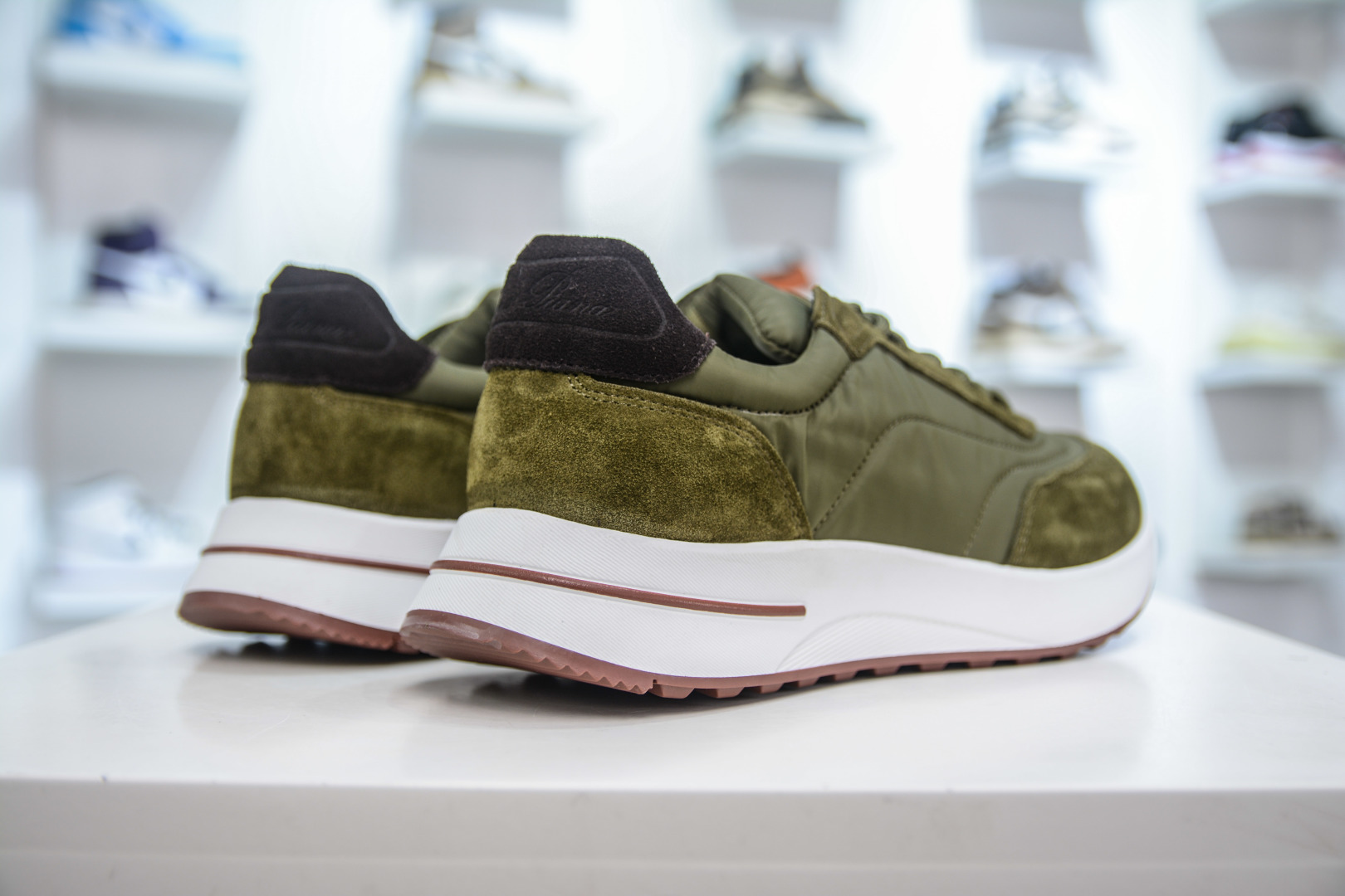 Loro Piana Men's Olive Green Leather Sneakers - Casual Comfort & Style 6 cmp i1746735052285 3592 0 5