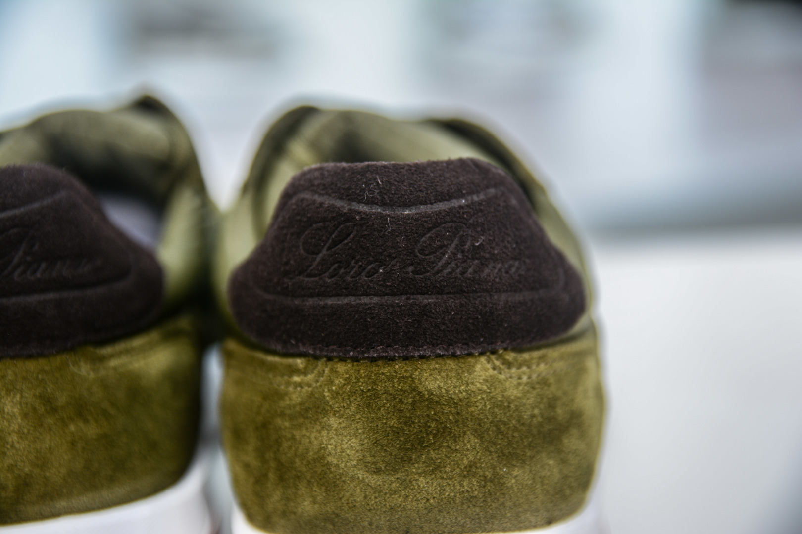 Loro Piana Men's Olive Green Suede Leather Sneakers - Comfortable & Stylish