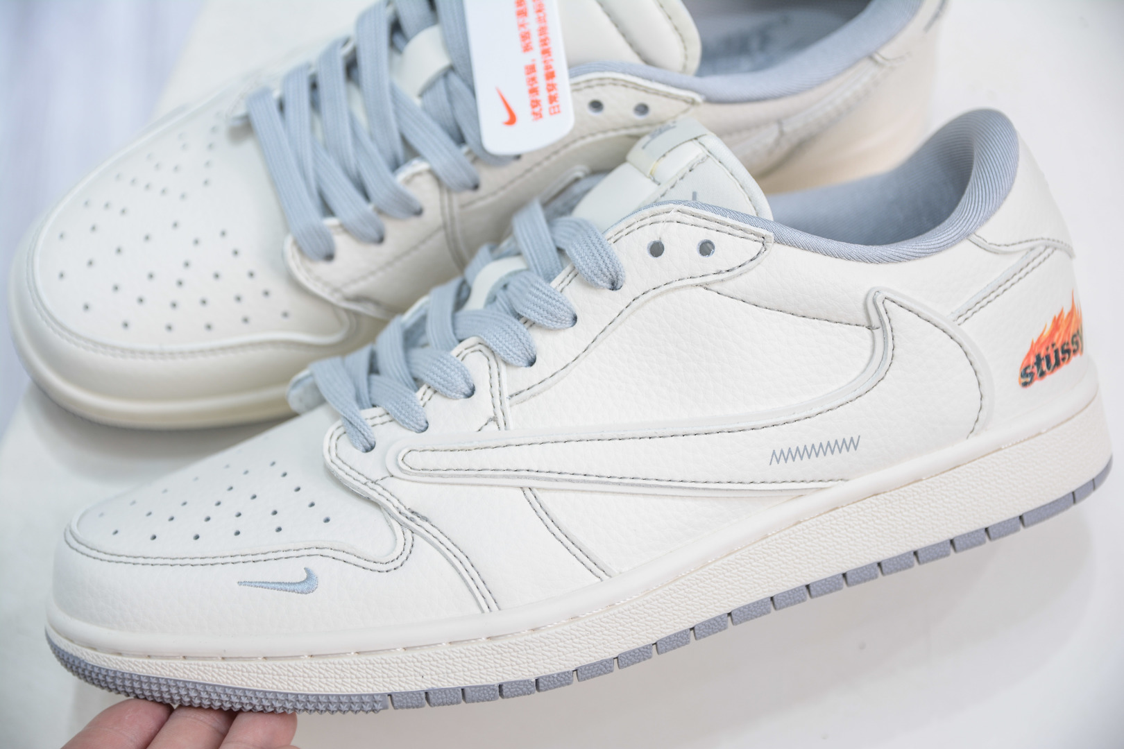 270 TS x Air Jordan x Stussy AJ1 Low 倒钩低帮联名斯图西-米灰火焰 ZH2598-228