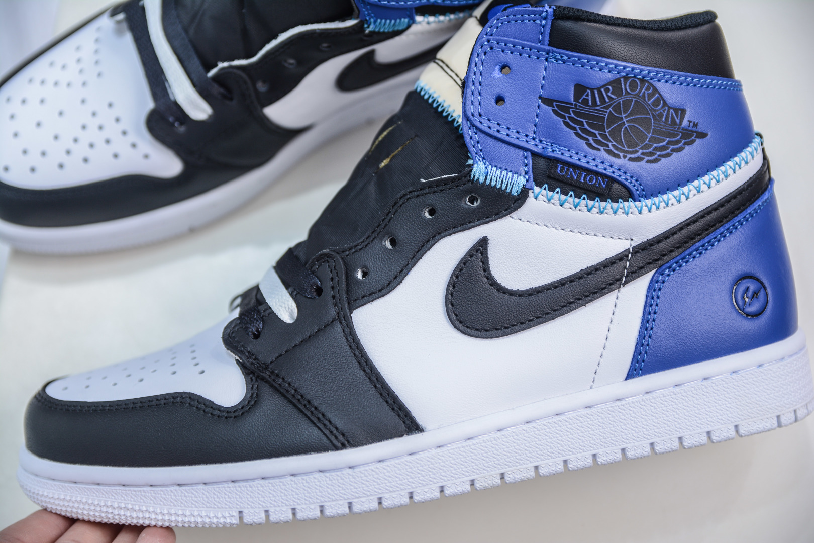 280 F版Fragment Design x Union x Air Jordan AJ1 Retro High NRG 三方联名四色拼接闪电黑白蓝 DZ5485-041