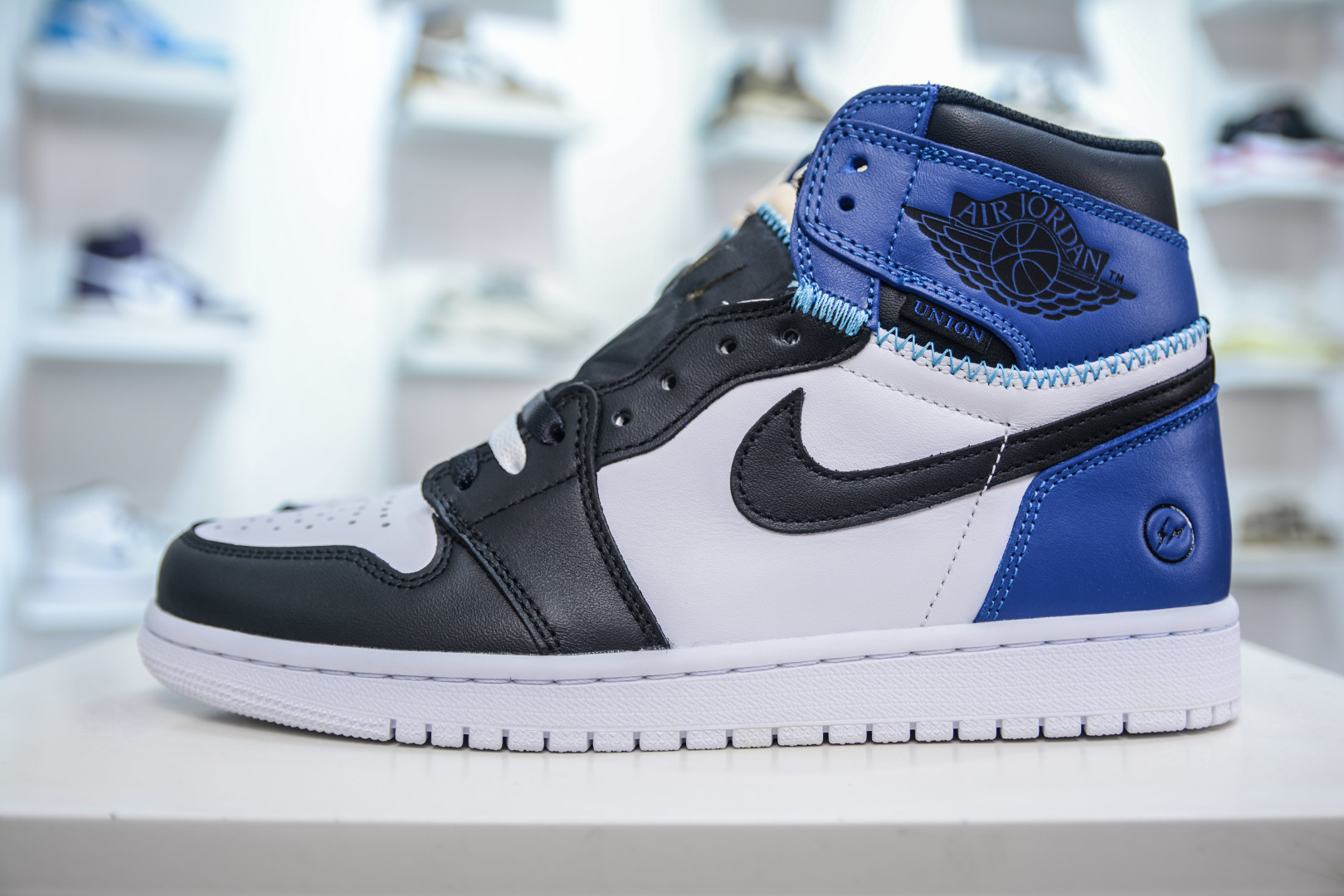 280 F版Fragment Design x Union x Air Jordan AJ1 Retro High NRG 三方联名四色拼接闪电黑白蓝 DZ5485-041