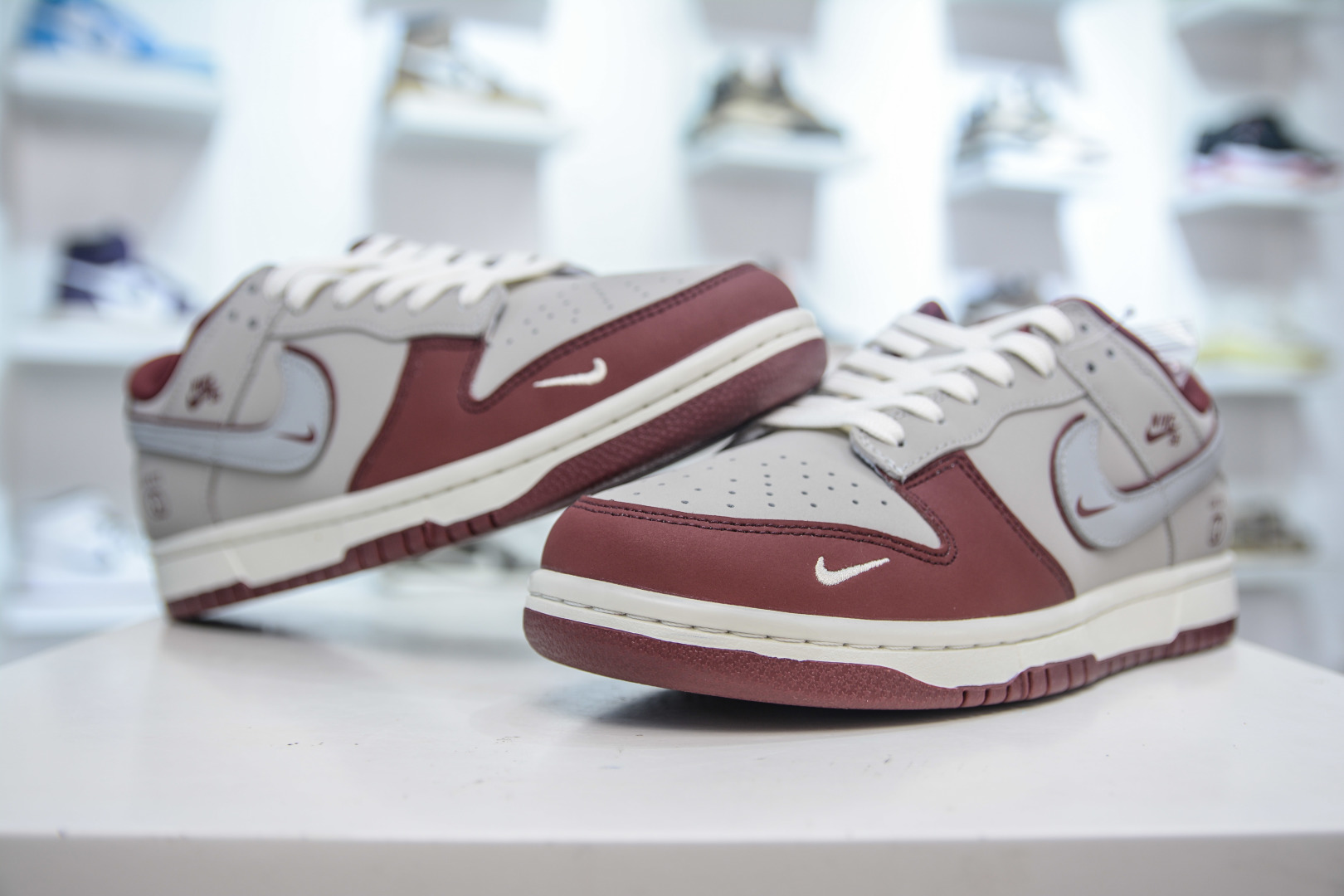 Nike SB Dunk Low x Gucci Collab - Grey Maroon Designer Sneakers 4 cmp i1752507184468 2103 0 3