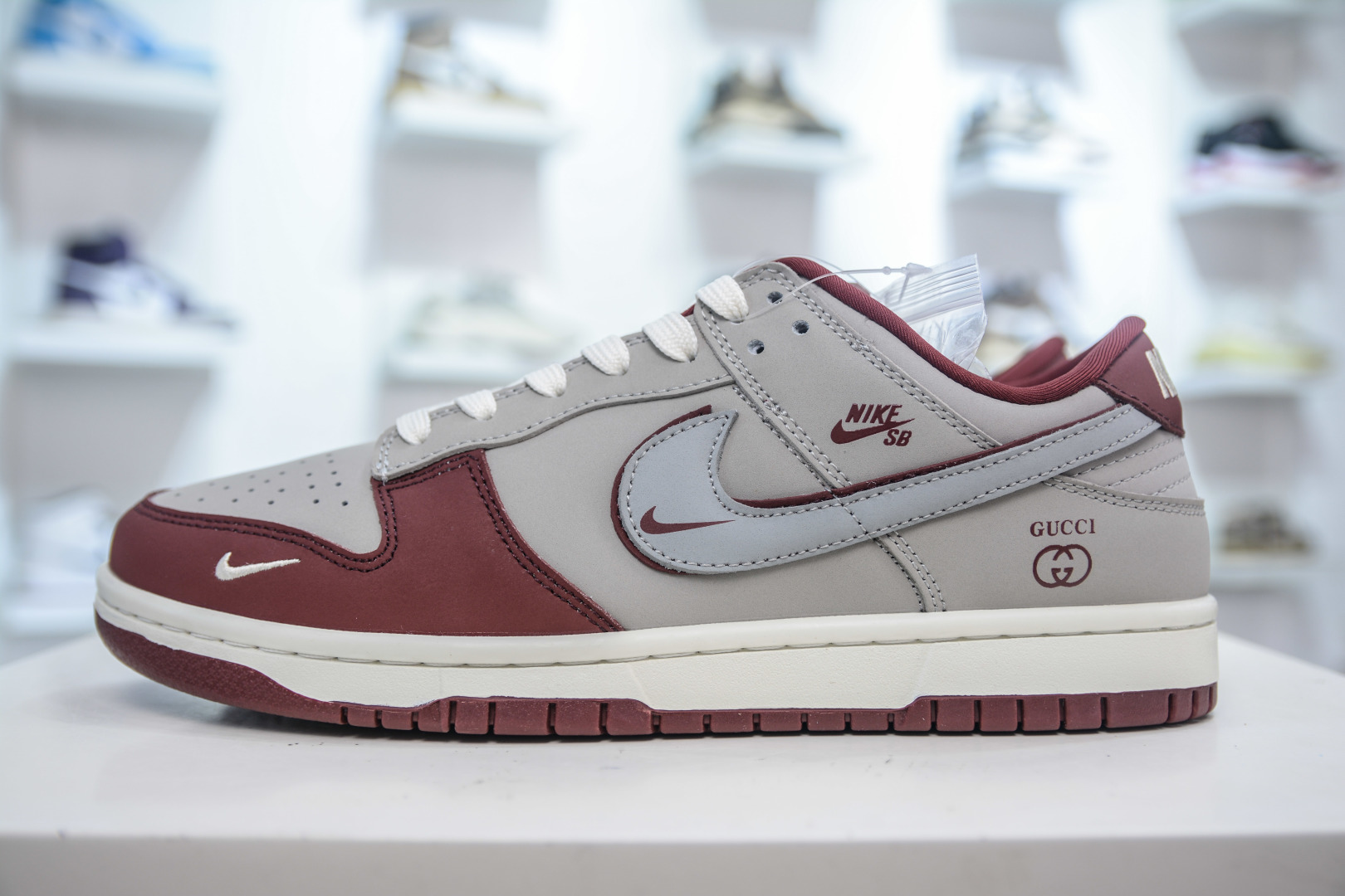 Nike SB Dunk Low x Gucci Collab - Grey Maroon Designer Sneakers 1 cmp i1752507185941 402 0 0