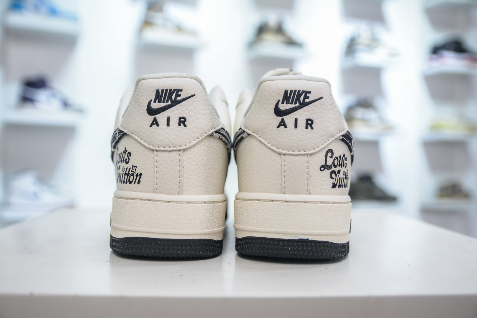 Louis Vuitton x Nike Air Force 1 Low White Black Denim Print Sneakers 3 cmp i1753104711080 9370 0 1