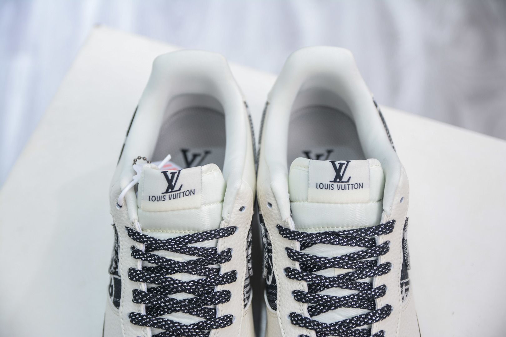Louis Vuitton x Nike Air Force 1 Low White Black Denim Print Sneakers 9 cmp i1753104711930 5426 0 7