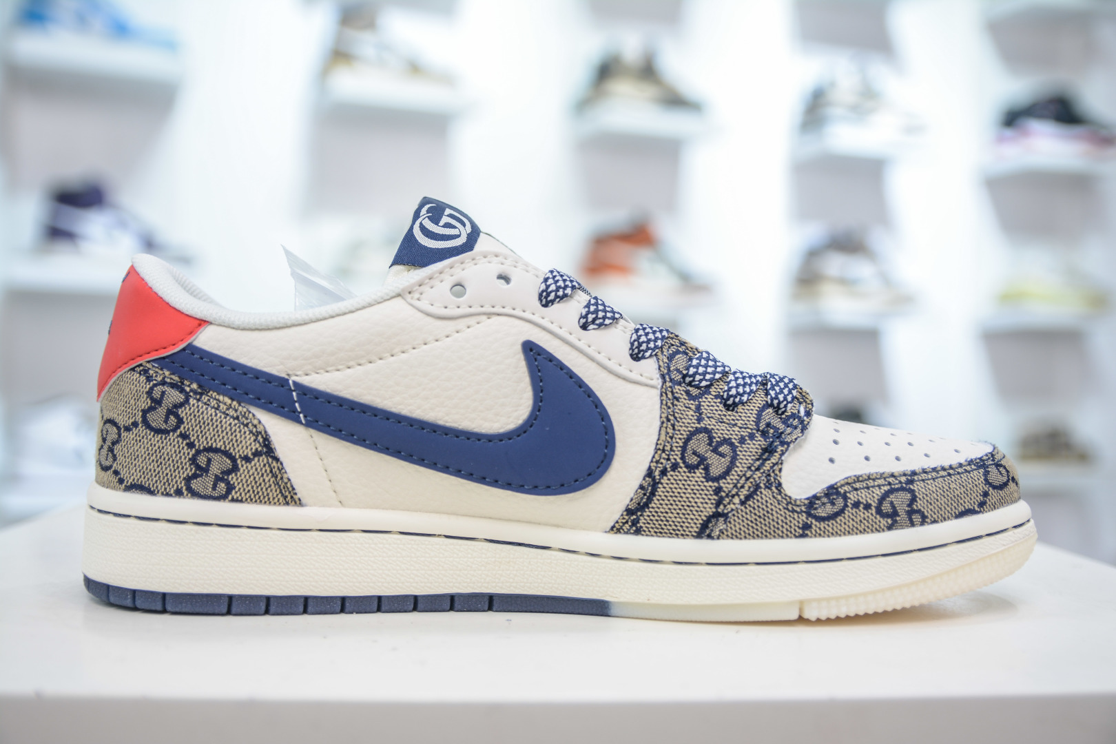 Travis Scott x Nike Air Jordan 1 Low Gucci Custom Shoes - White Blue Red 3 cmp i1753368134603 4367 0 2