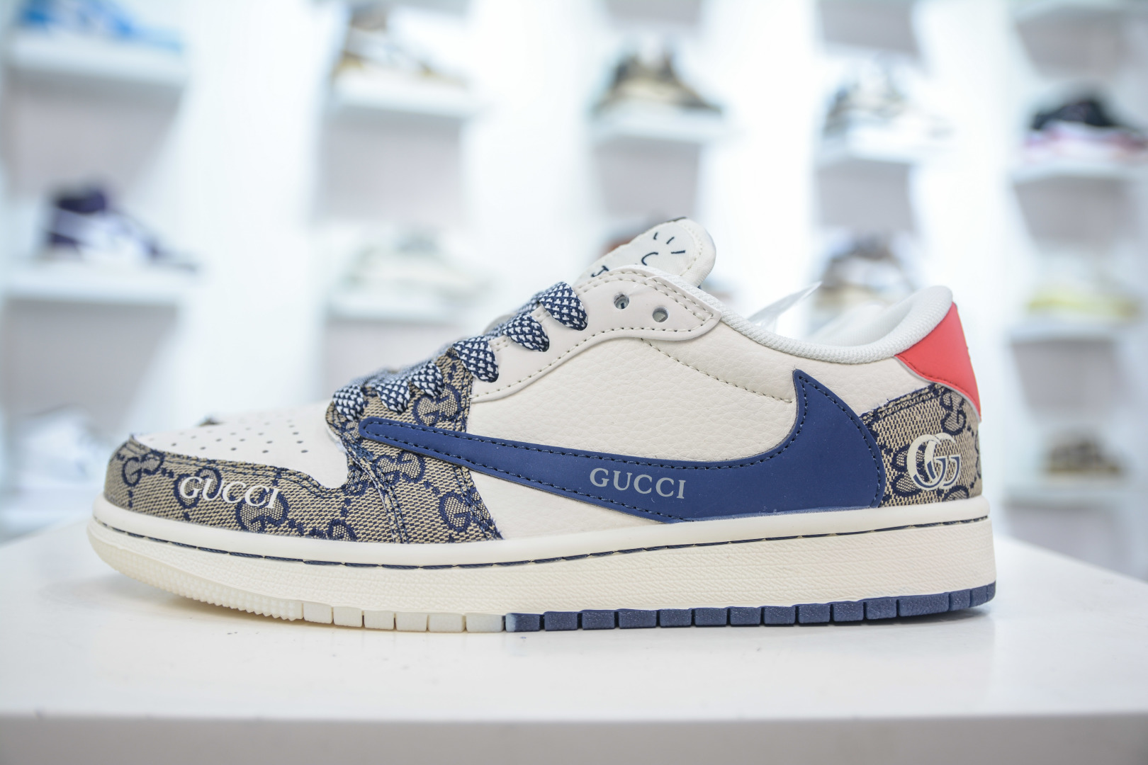 Travis Scott x Nike Air Jordan 1 Low Gucci Custom Shoes - White Blue Red 1 cmp i1753368134603 6625 0 0