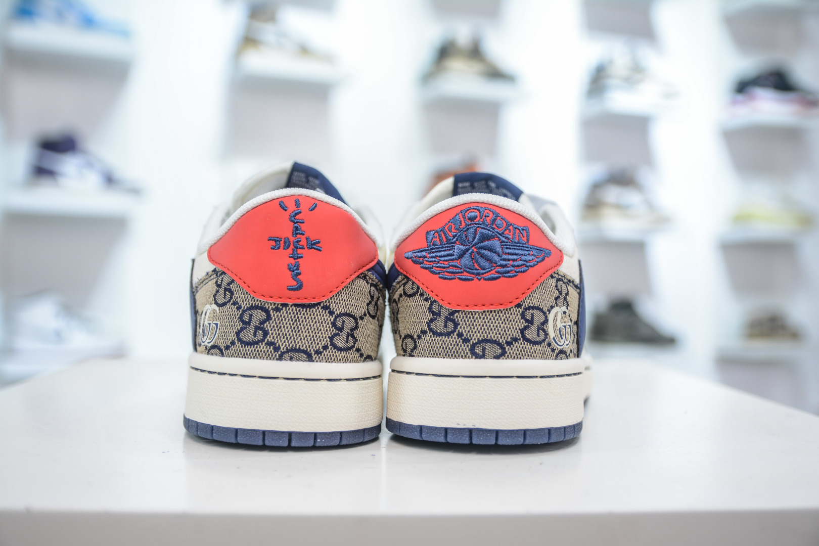 Travis Scott x Nike Air Jordan 1 Low Gucci Custom Shoes - White Blue Red 2 cmp i1753368134604 654 0 1