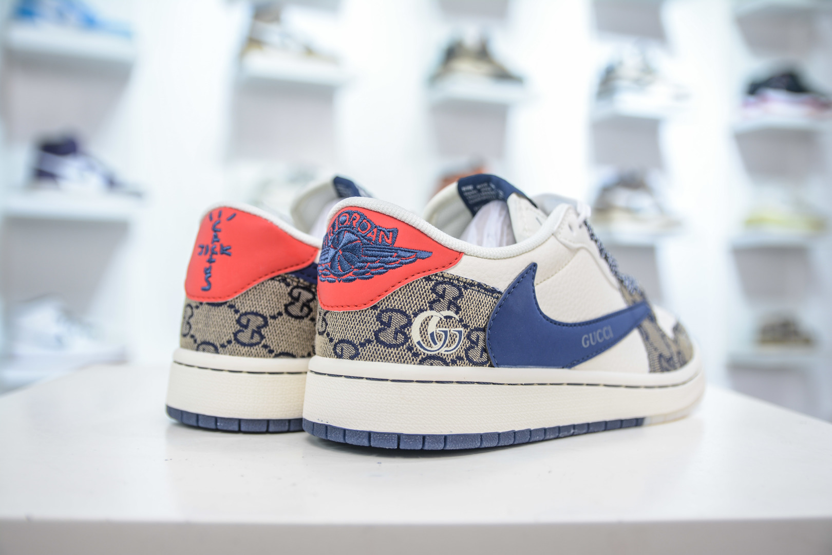 Travis Scott x Nike Air Jordan 1 Low Gucci Custom Shoes - White Blue Red 6 cmp i1753368134605 3157 0 5