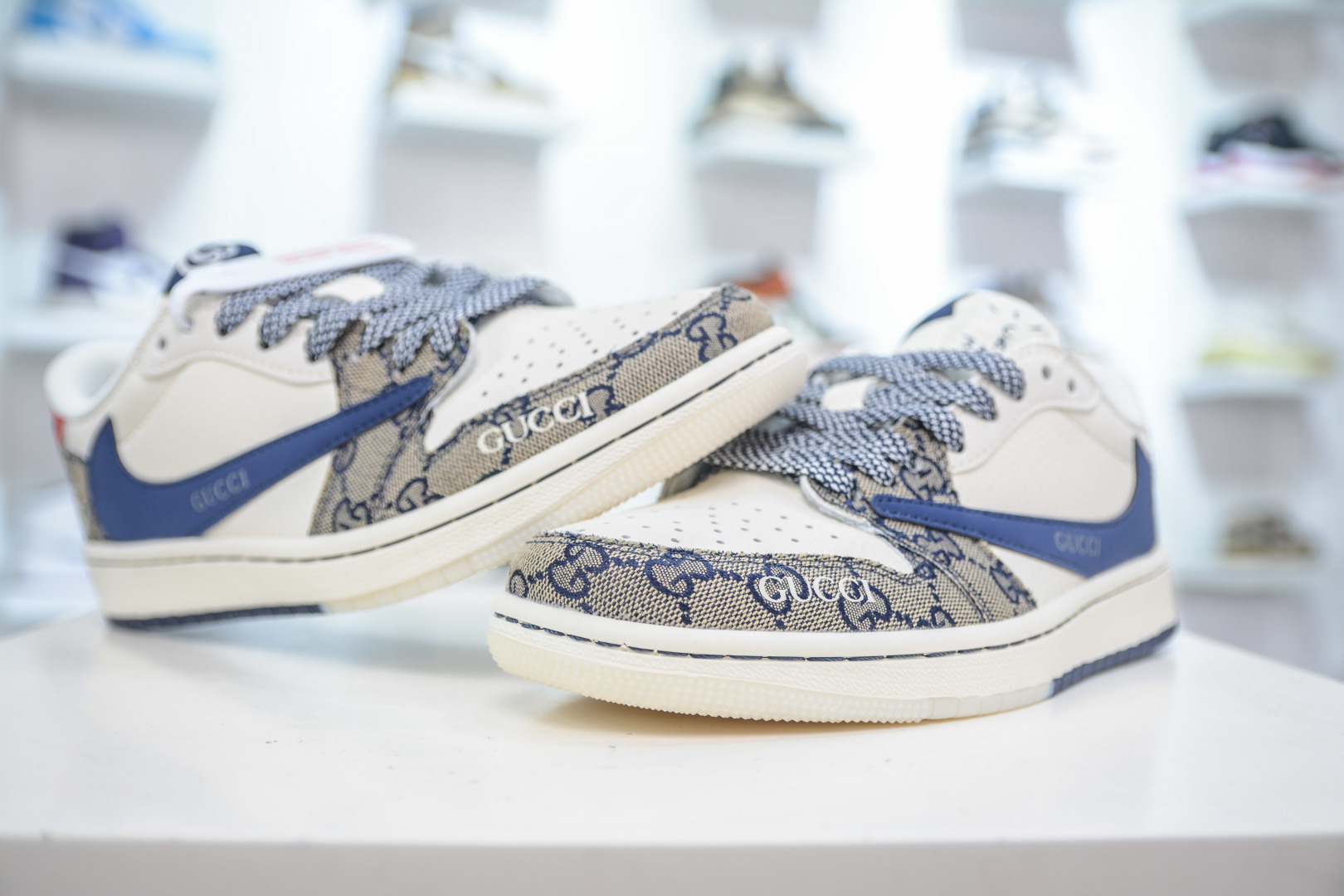 Travis Scott x Nike Air Jordan 1 Low Gucci Custom Shoes - White Blue Red 4 cmp i1753368136112 460 0 3