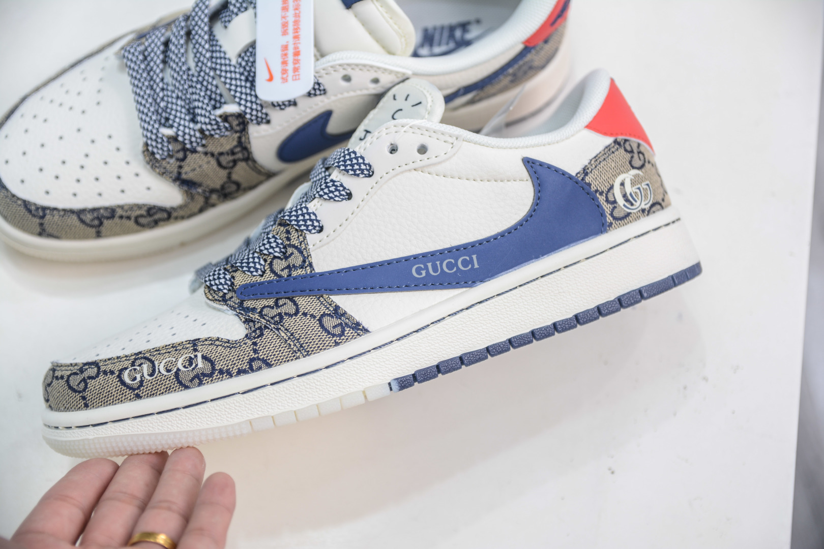 Travis Scott x Nike Air Jordan 1 Low Gucci Custom Shoes - White Blue Red 7 cmp i1753368136120 3739 0 6