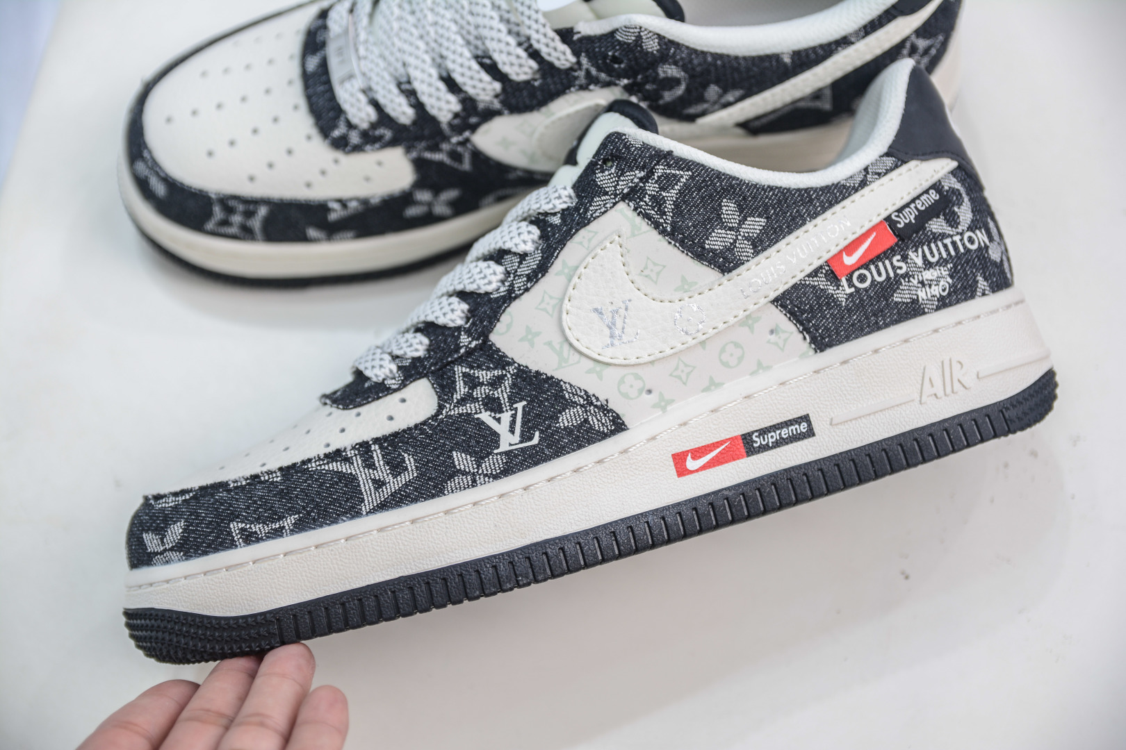 Nike Air Force 1 Low x Louis Vuitton Denim Sneakers - Black and White 7 cmp i1753456608393 8071 0 6