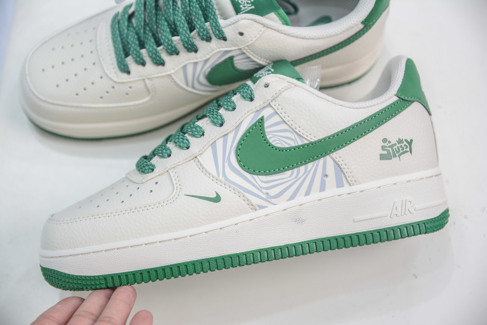 Stussy x Nike Air Force 1 Low White Green Sneaker, HJ3318-001, All Sizes 7 cmp i1753976217241 8789 0 6