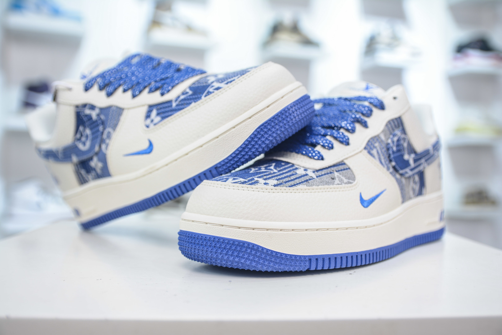 Nike Air Force 1 Low 07 x Louis VuittLV联名-米白蓝牛仔印花 DK0798-003